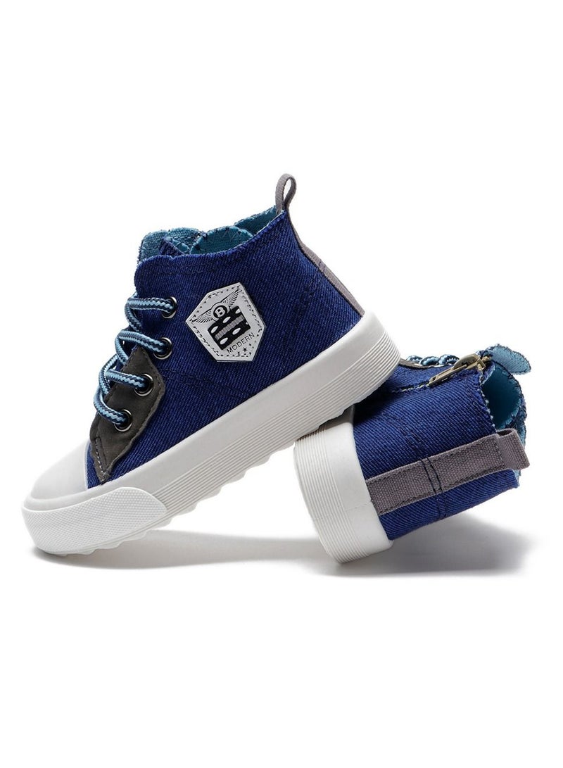 إسكدنيا Children's High Top Sneakers Side Zipper Canvas Shoes For Kids Multicolor  - Image 3