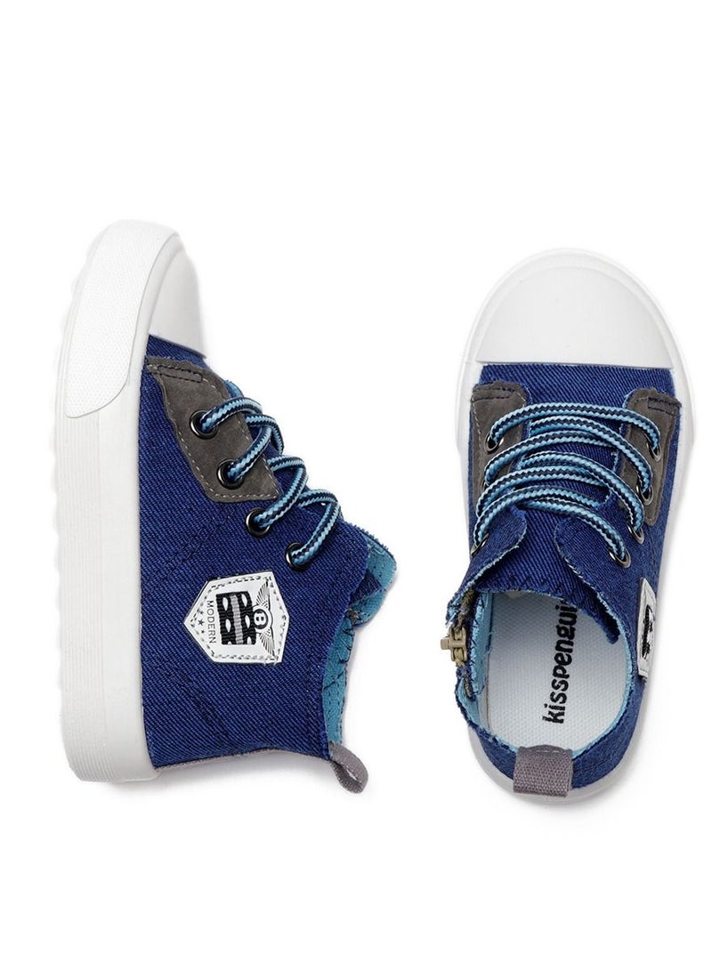 إسكدنيا Children's High Top Sneakers Side Zipper Canvas Shoes For Kids Multicolor  - Image 1