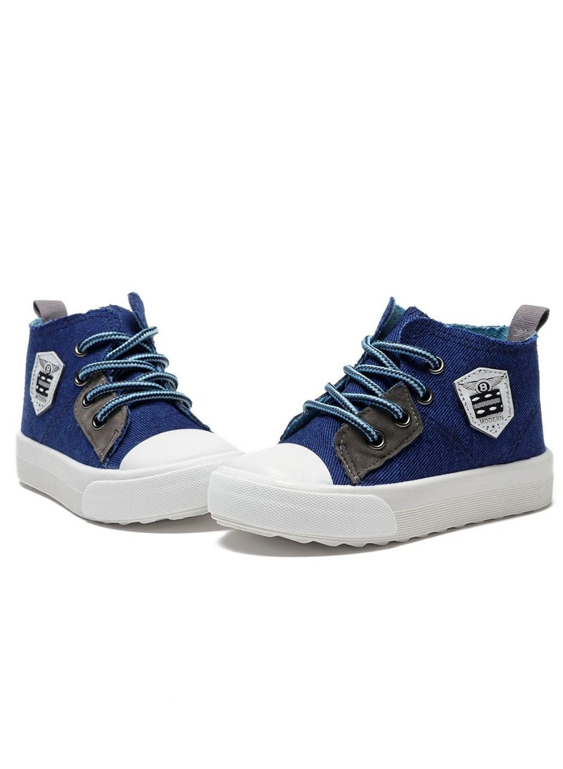 إسكدنيا Children's High Top Sneakers Side Zipper Canvas Shoes For Kids Multicolor  - Image 2