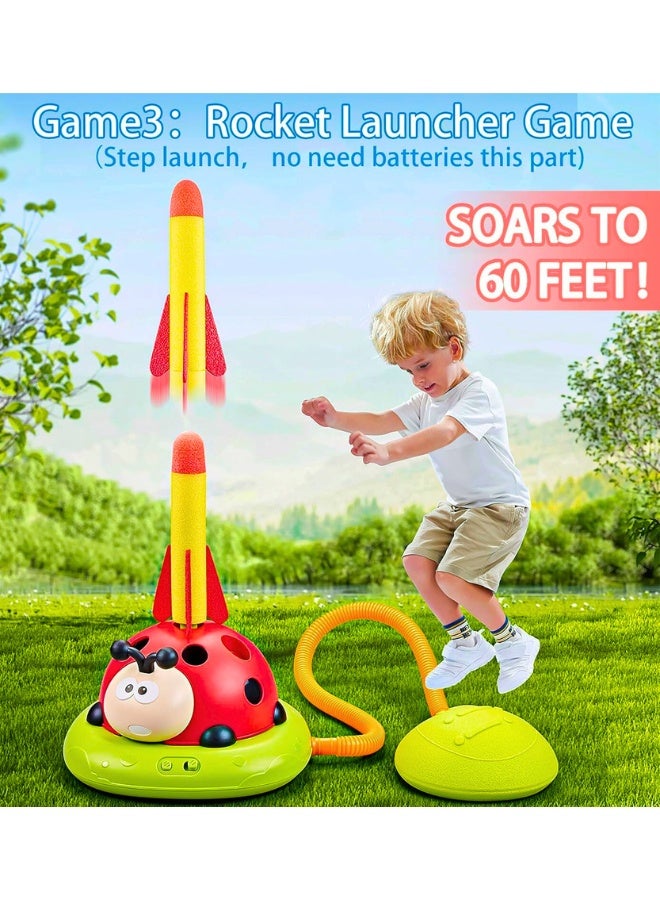 Chase Up 3-in-1 Musical Jumping Game, Ring Toss and Rocket Launcher Set with Remote Control, Indoor Outdoor Sports Toy for Kids Ages 3-12 - Image 2