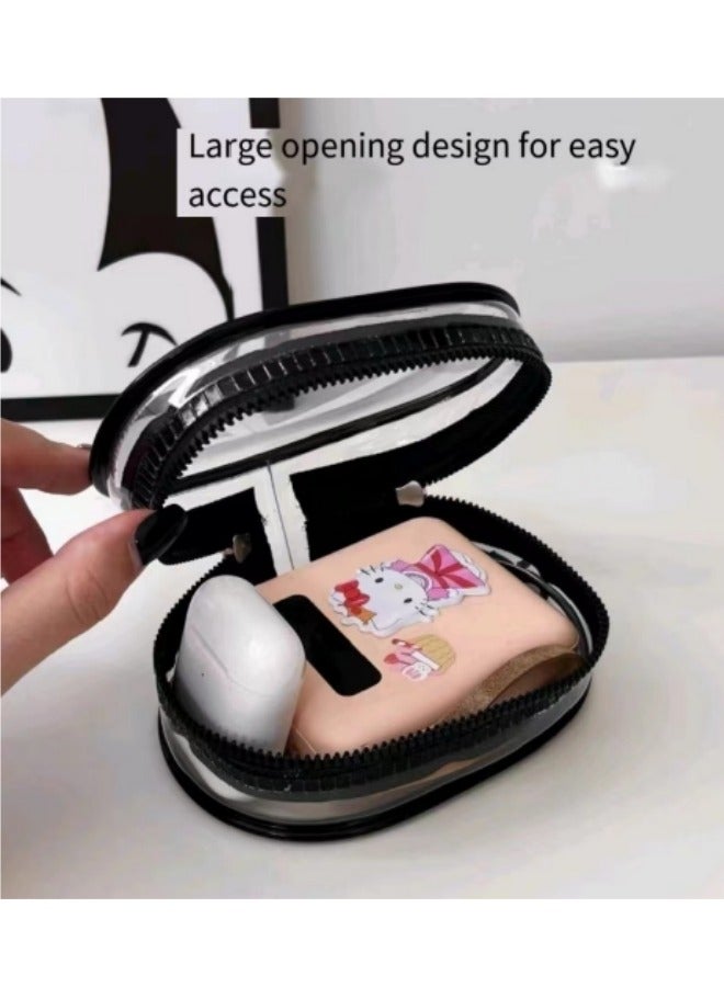 Transparent Storage Box, Small Electronic Organizer Cable Bag, Portable Electronic Accessories Storage Bag, Can Hold Hard Drive, Power Cord, Charger, Headphones, USB, SD Card, Jewelry, Etc. (Black) - Image 5