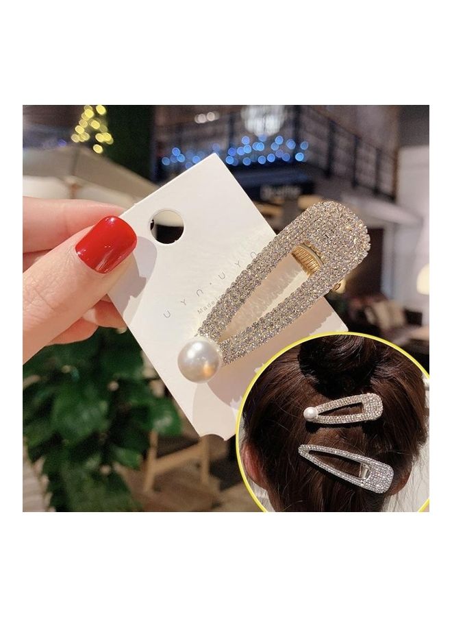 NIBEMINENT Fashion Flash Luxury Diamond Crystal Pearl Elegant Women Barrettes Hair Accessories Three Rows Of Small Gold Pearls - Image 1
