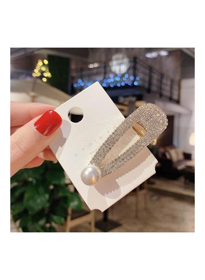 NIBEMINENT Fashion Flash Luxury Diamond Crystal Pearl Elegant Women Barrettes Hair Accessories Three Rows Of Small Gold Pearls - Image 2