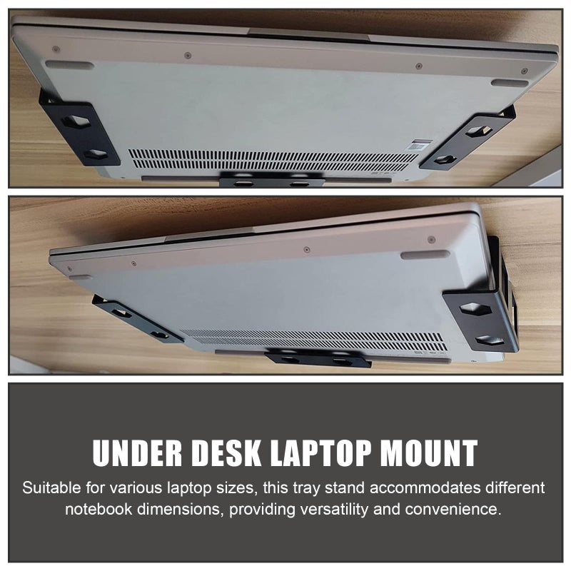 Black Metal Under Desk Laptop Holder Keyboard Mount Bracket Hidden Docking Station for Tablet Storage - Image 4