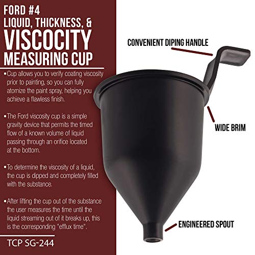 Master Airbrush TCP Global Brand SG244 Liquid Thickness & Viscosity Measuring Cup Ford # 4 Four, Viscosimeter to Measure Paint - Image 2