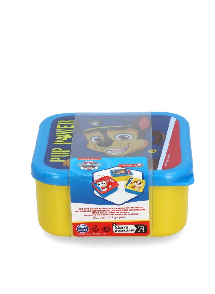 ستور مجموعة علب الوجبات الخفيفة البلاستيكية ذات الشكل المربع من باو باترول بوب باور مكونة من 3 قطع، متعددة الألوان - Image 1