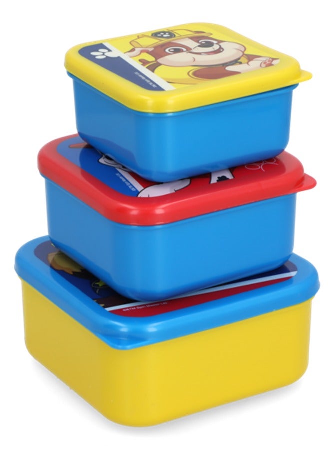 ستور مجموعة علب الوجبات الخفيفة البلاستيكية ذات الشكل المربع من باو باترول بوب باور مكونة من 3 قطع، متعددة الألوان - Image 3