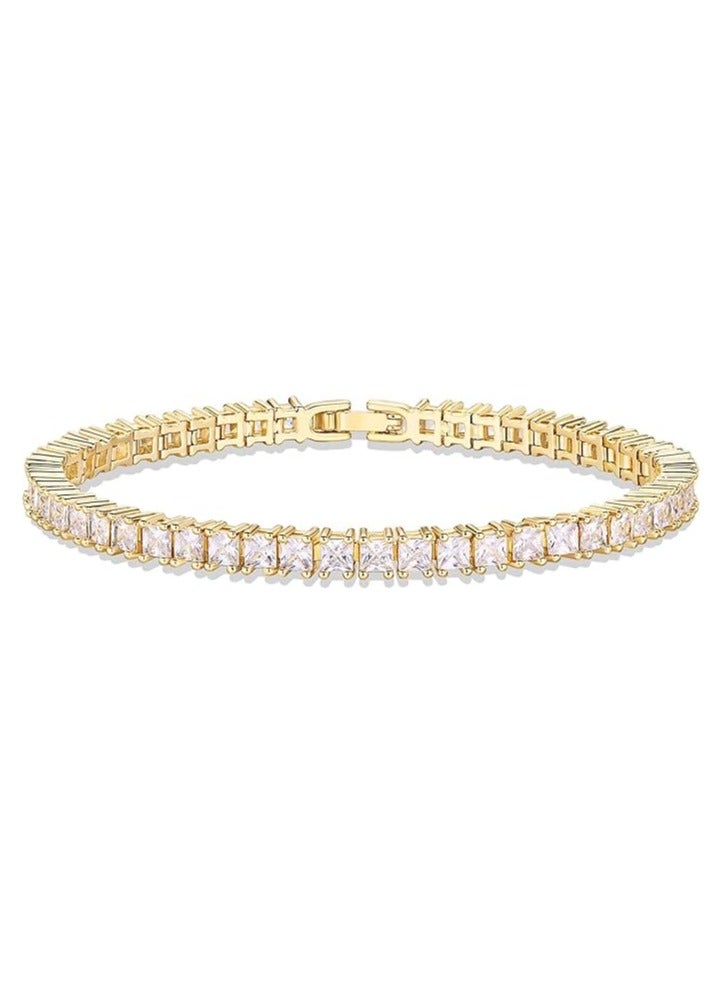 Fayrouz Jewellery Fashion Tennis Bracelets 14K Gold Plated Tennis Bracelet Shiny Cubic Zirconia Diamond Bracelet Mother's Day Gift Birthstone Jewelry for Women - Image 1