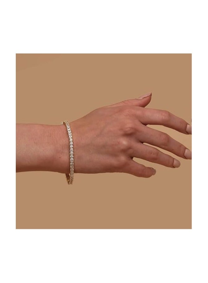 Fayrouz Jewellery Fashion Tennis Bracelets 14K Gold Plated Tennis Bracelet Shiny Cubic Zirconia Diamond Bracelet Mother's Day Gift Birthstone Jewelry for Women - Image 3