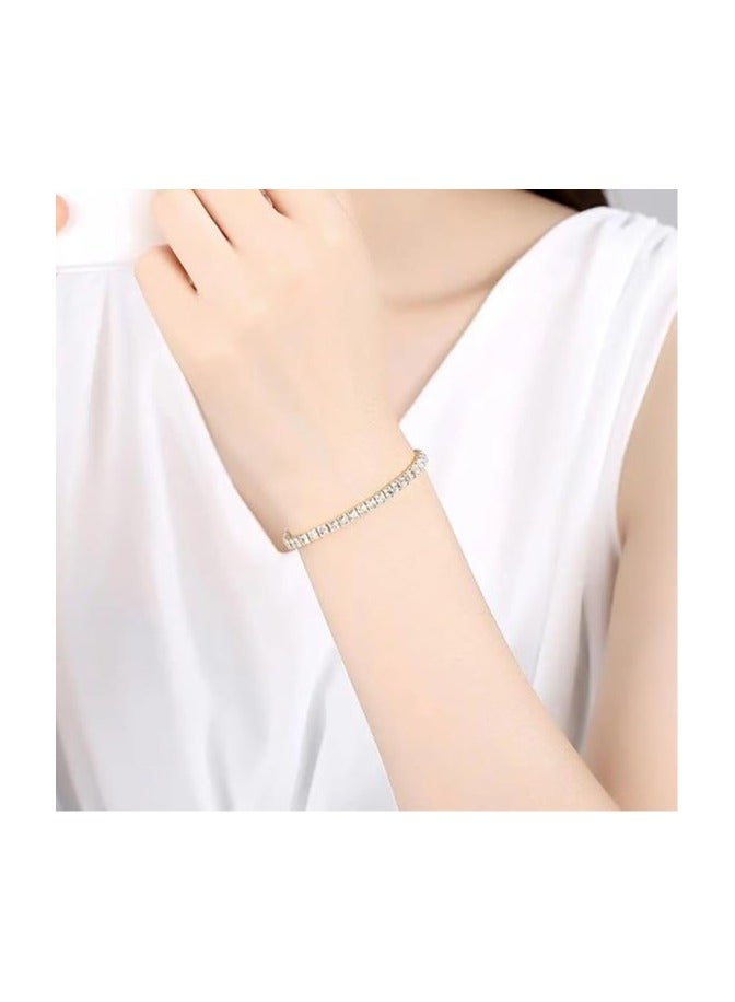 Fayrouz Jewellery Fashion Tennis Bracelets 14K Gold Plated Tennis Bracelet Shiny Cubic Zirconia Diamond Bracelet Mother's Day Gift Birthstone Jewelry for Women - Image 5