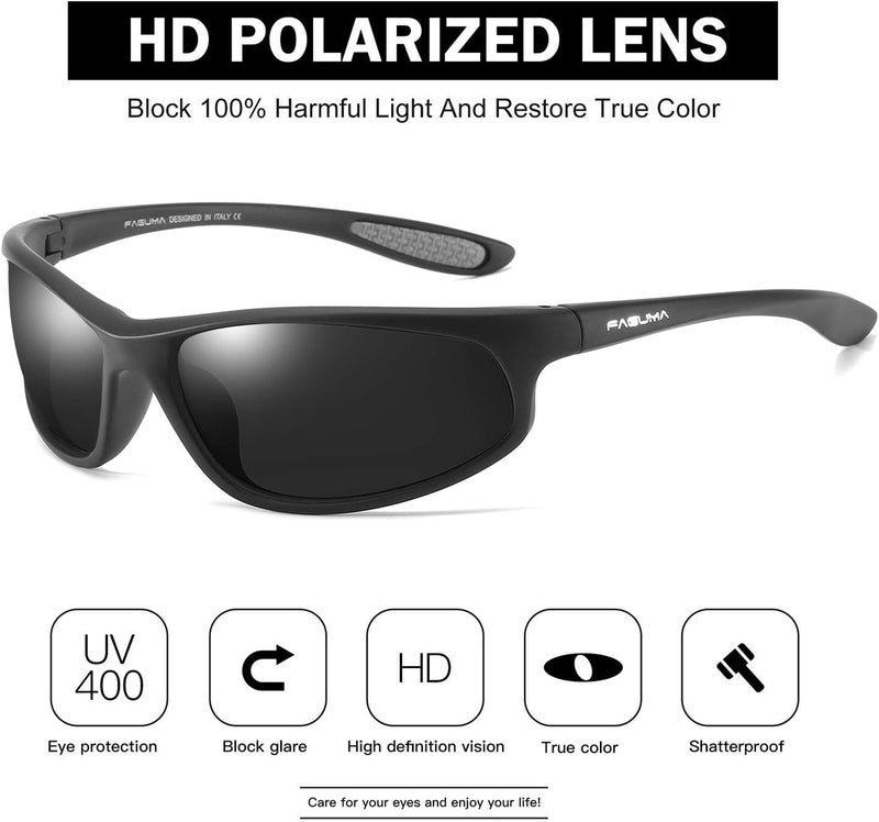 FAGUMA Polarized Sports Sunglasses For Men Cycling Driving Fishing UV400 Protection - Image 3