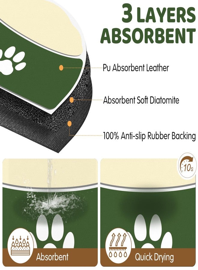 METEOROCK Cat Feeding Mat, 20''x12'' Absorbent Small Pet Food Mat, Wipe Clean Pet Placemats for Food and Water, Non-Slip Rubber Mat for Cat Bowls, Fit with Single Normal Cats Dogs Bowls, Green & Yellow - Image 2