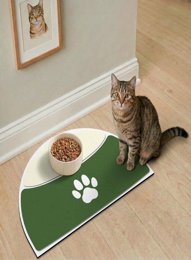 METEOROCK Cat Feeding Mat, 20''x12'' Absorbent Small Pet Food Mat, Wipe Clean Pet Placemats for Food and Water, Non-Slip Rubber Mat for Cat Bowls, Fit with Single Normal Cats Dogs Bowls, Green & Yellow - Image 1