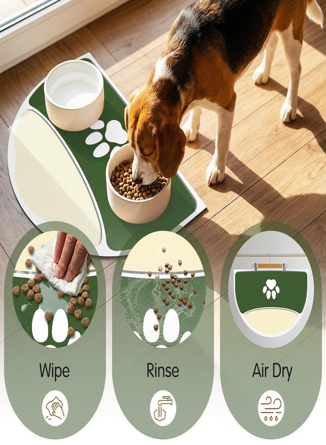 METEOROCK Cat Feeding Mat, 20''x12'' Absorbent Small Pet Food Mat, Wipe Clean Pet Placemats for Food and Water, Non-Slip Rubber Mat for Cat Bowls, Fit with Single Normal Cats Dogs Bowls, Green & Yellow - Image 4