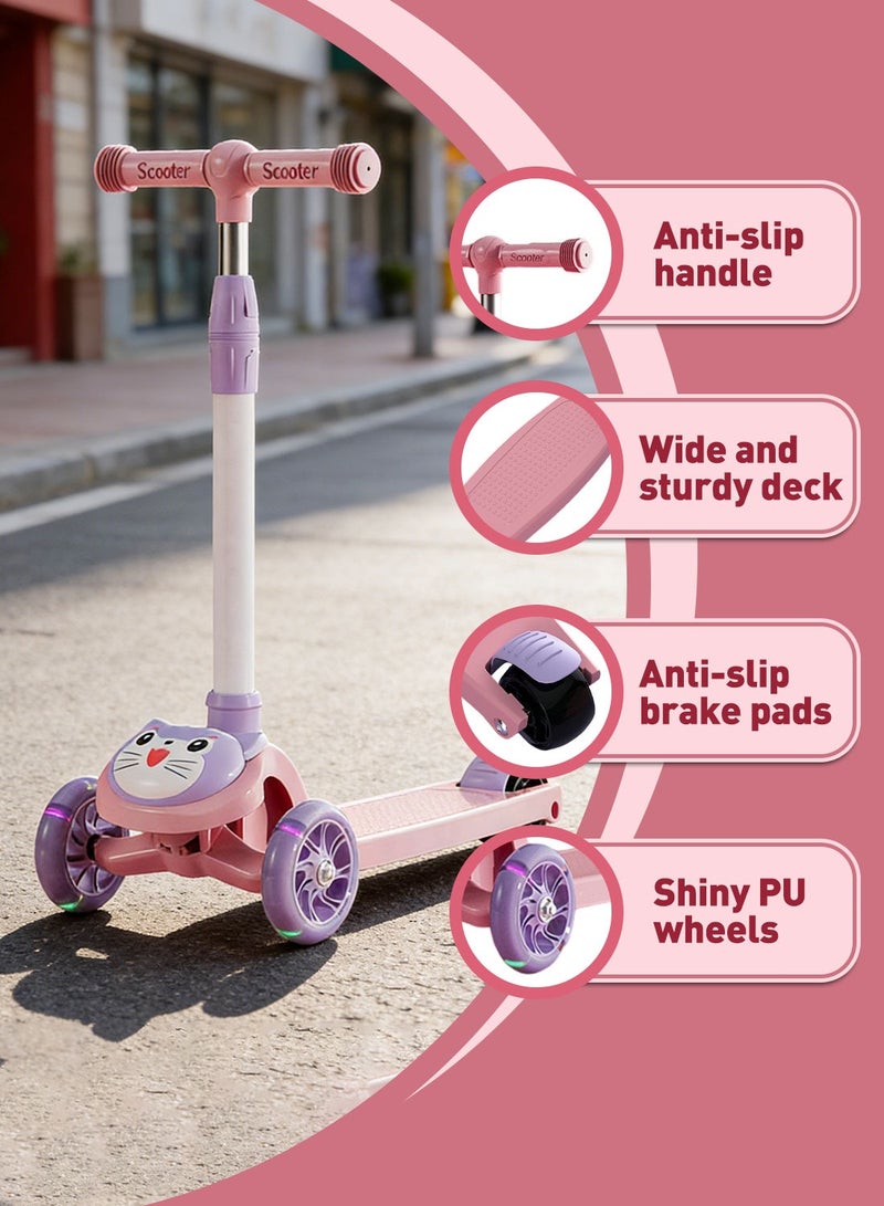 Shuer Kids Kick Scooters, with Flashing Wheel and Adjustable Height Foldable Scooter for Children, for 1-6 Years Boys and Girls Indoor Outdoor - Image 2