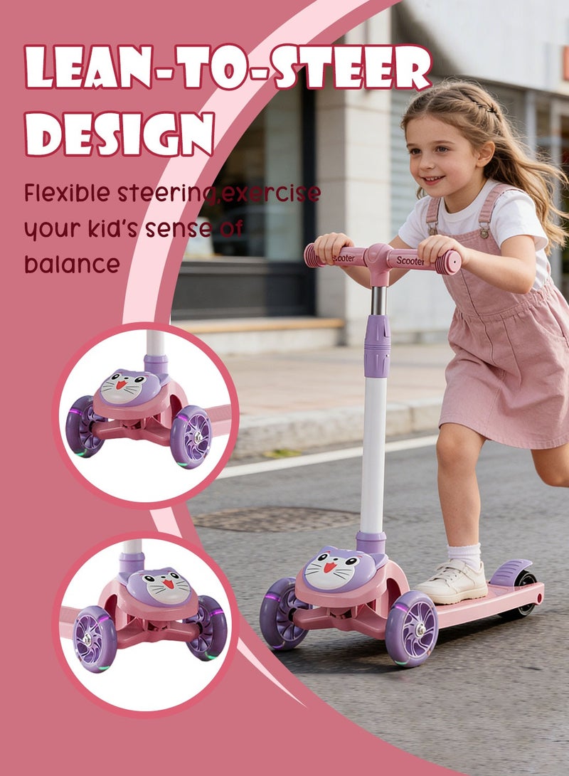 Shuer Kids Kick Scooters, with Flashing Wheel and Adjustable Height Foldable Scooter for Children, for 1-6 Years Boys and Girls Indoor Outdoor - Image 3