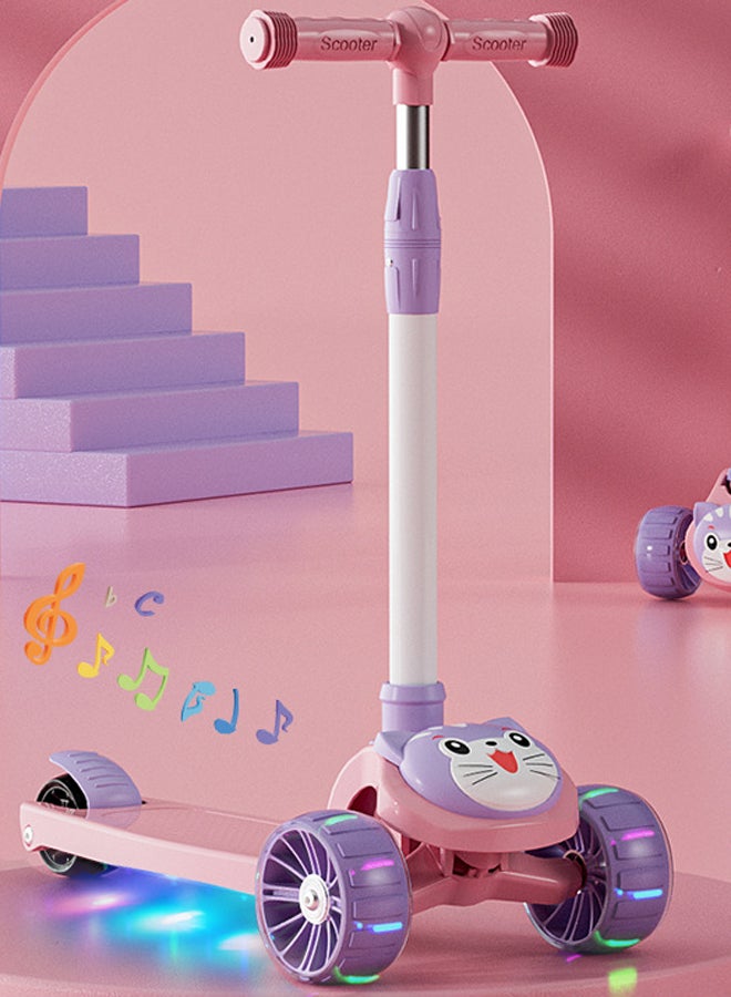 Shuer سكوتر ركوب الأطفال بإضاءة LED عجلة وامضة قابلة للتعديل ارتفاع سكوتر قابل للطي للأنشطة الخارجية للأولاد والبنات - Image 1