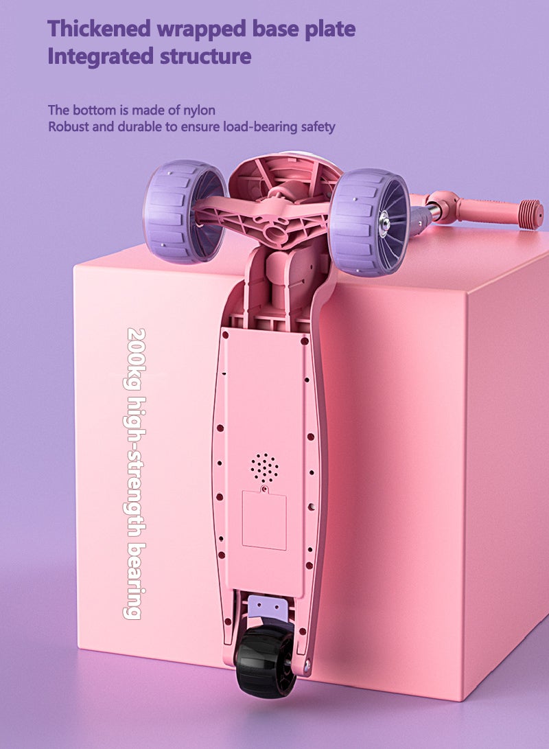 Shuer سكوتر ركوب الأطفال بإضاءة LED عجلة وامضة قابلة للتعديل ارتفاع سكوتر قابل للطي للأنشطة الخارجية للأولاد والبنات - Image 4