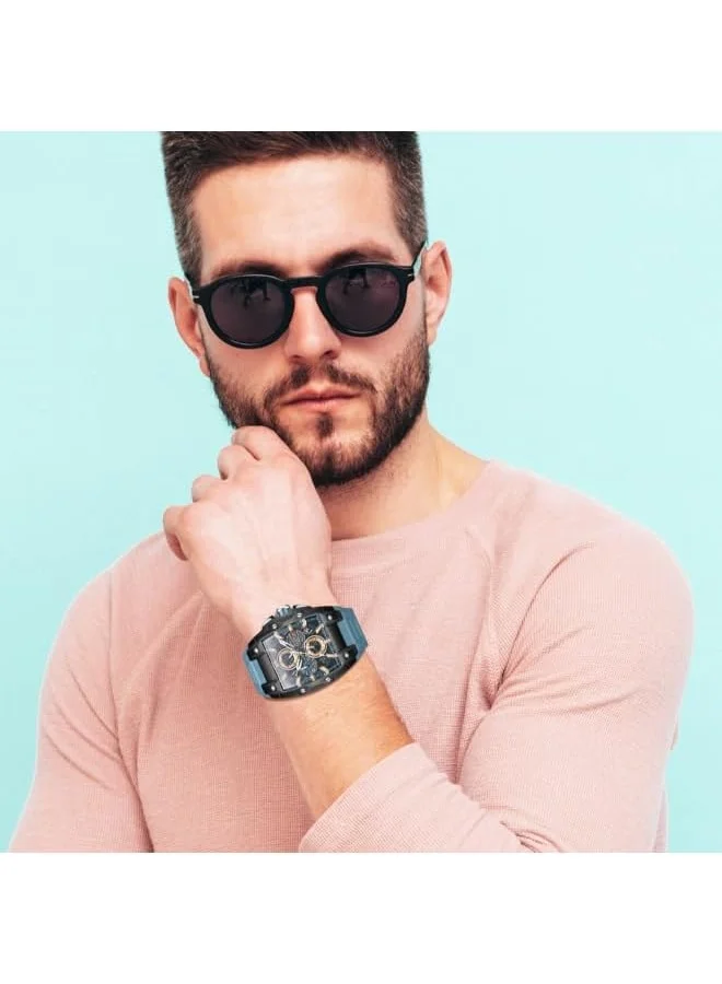 كوانتوم QUANTUM Men's VR38 Movement Watch, Chronograph Display and Silicone Strap - HNG1161.675, Black