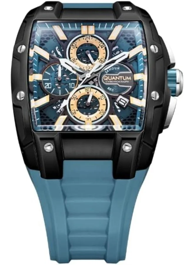 كوانتوم QUANTUM Men's VR38 Movement Watch, Chronograph Display and Silicone Strap - HNG1161.675, Black