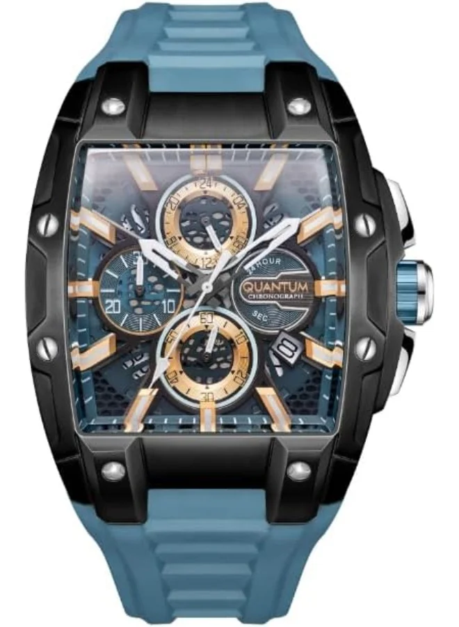 كوانتوم QUANTUM Men's VR38 Movement Watch, Chronograph Display and Silicone Strap - HNG1161.675, Black