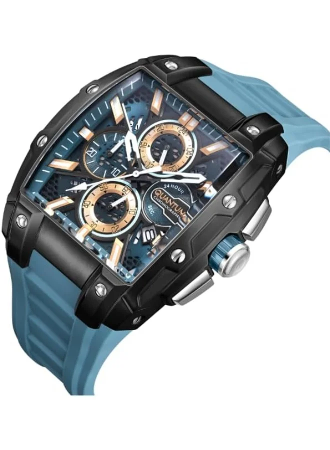 كوانتوم QUANTUM Men's VR38 Movement Watch, Chronograph Display and Silicone Strap - HNG1161.675, Black