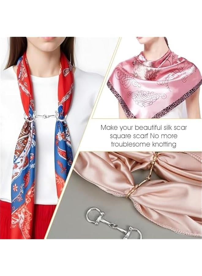 Scarf Ring for Women, 2pcs Metal Horsebit Silk Scarf Buckles Shawl Clip Rings Brooch Pin Buckle Charms for Lady Girls Decoration Accessories  - Image 4