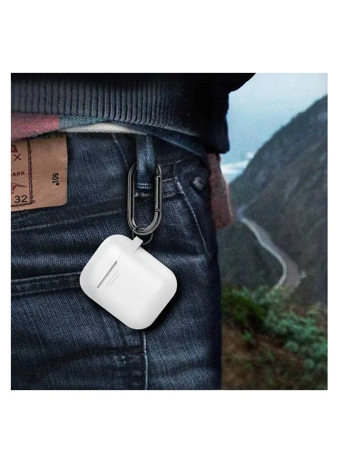 Ahastyle Keychain Silicone Case with Anti-Lost Ring for AirPods 1/2 Generation, Drop Resistant, Dustproof and Absorbing Protective Cover with Hang Case-White - Image 4