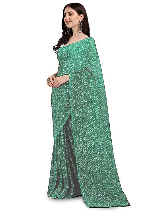 Shiv Textiles Women's Woven Pure Georgette Saree With Blouse Piece (CRSH-GREEN_Green) - Image 4