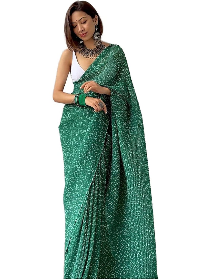 Shiv Textiles Women's Woven Pure Georgette Saree With Blouse Piece (CRSH-GREEN_Green) - Image 1