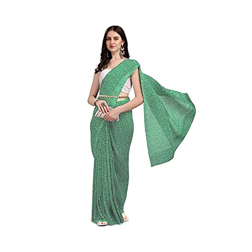 Shiv Textiles Women's Woven Pure Georgette Saree With Blouse Piece (CRSH-GREEN_Green) - Image 2