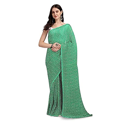 Shiv Textiles Women's Woven Pure Georgette Saree With Blouse Piece (CRSH-GREEN_Green) - Image 3