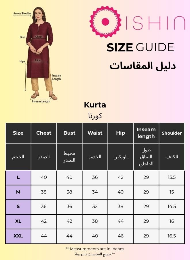 ISHIN Women's Maroon Rayon Printed Tunic Straight Fit Kurta - Image 4