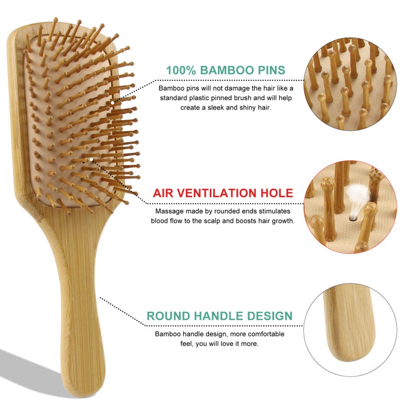 Combetter 100% Bamboo Hair Brushes and Comb Set by Combetter, Comb for Women and Detangling, Great on All Hair, Eco-Friendly and Handmade for Women Men and Kids - Image 4