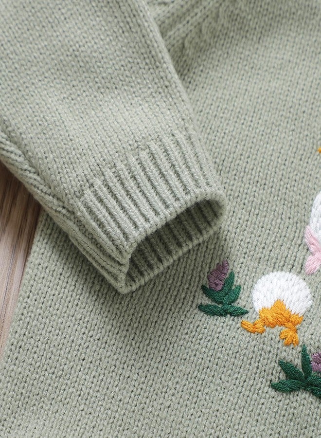 كنزة صوفية للأطفال من نيويتش، للأولاد والبنات، بتصميم أوزة، بياقة دائرية وأكمام طويلة، ملابس دافئة للخريف والشتاء، لون أخضر، مقاس 12-18 شهرًا - Image 2