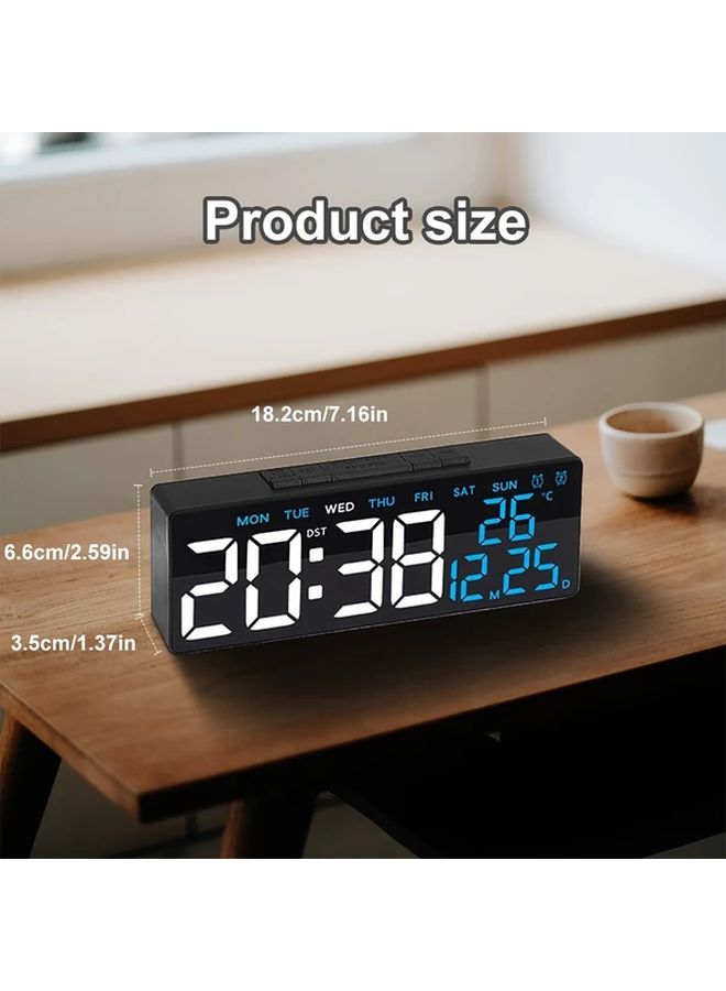 White Modern LED Digital Alarm Clock With Temperature Humidity Monitor USB Powered - Image 3