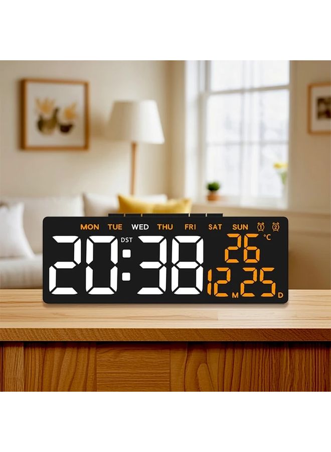 White Modern LED Digital Alarm Clock With Temperature Humidity Monitor USB Powered - Image 1