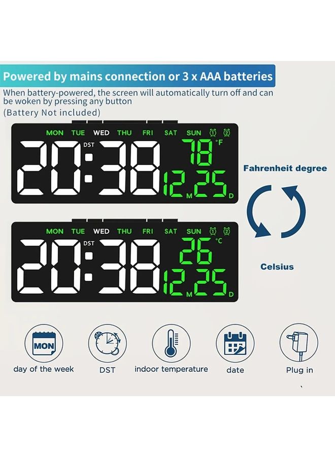 White Modern LED Digital Alarm Clock With Temperature Humidity Monitor USB Powered - Image 2