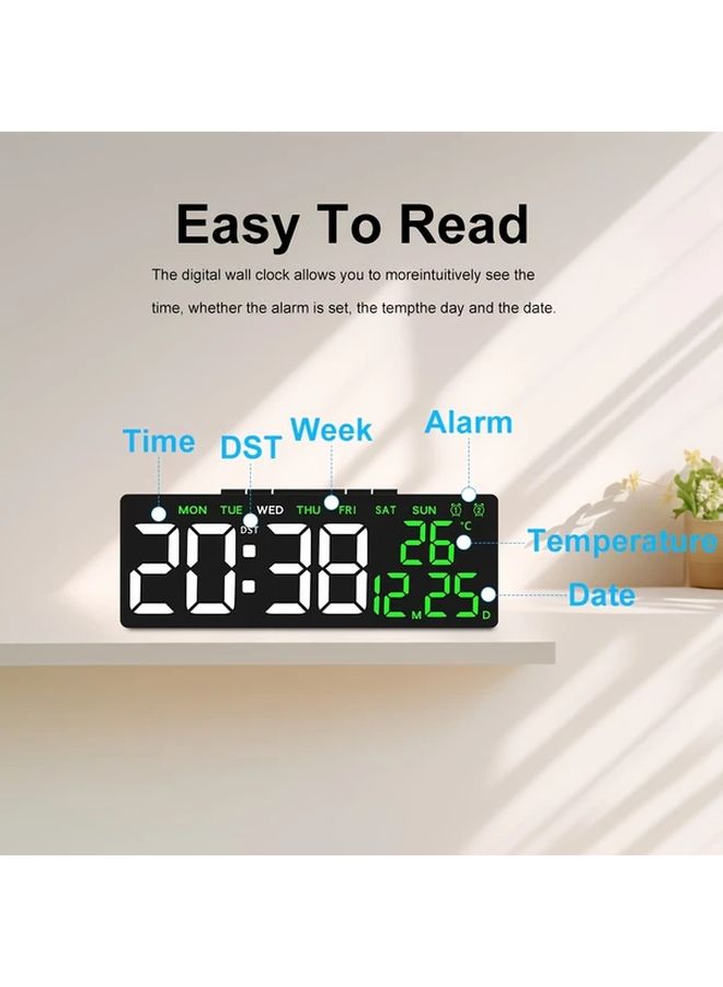 White Modern LED Digital Alarm Clock With Temperature Humidity Monitor USB Powered - Image 4