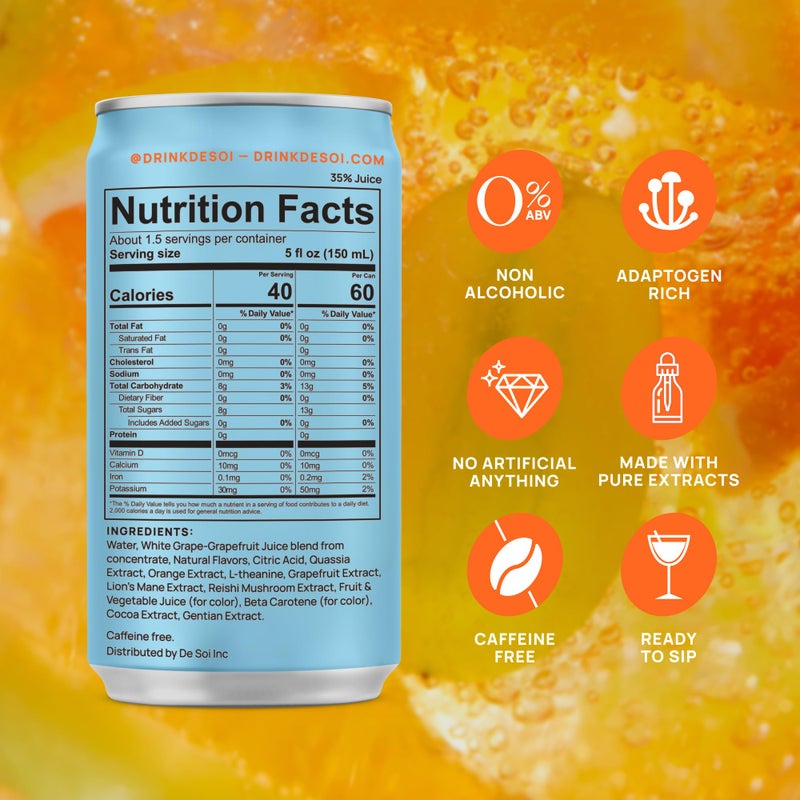 De Soi Spritz Italiano Mocktails NA Drinks 8 fl oz (12-pack) - Adaptogen Drink, Sparkling Drink with Calming Botanicals, Mocktail Drinks, Gluten Free, No Artificial Flavors - Image 3