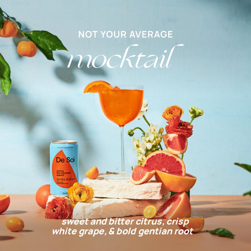 De Soi Spritz Italiano Mocktails NA Drinks 8 fl oz (12-pack) - Adaptogen Drink, Sparkling Drink with Calming Botanicals, Mocktail Drinks, Gluten Free, No Artificial Flavors - Image 2