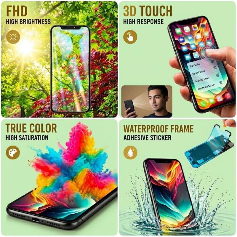 LMQ for iPhone 14 Screen Replacement 6.1 Inch, 3D Touch LCD Display Full HD Repair kit Digitizer Assembly A2649, A2881, A2884, A2883, A2882, with Repair Tools Kit+Waterproof Frame Sticker+Tempered Glass - Image 3