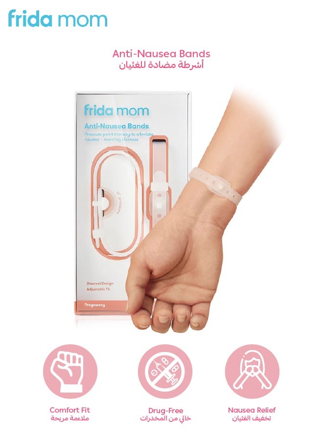frida mom Anti-Nausea Bands | 2 Pack | Morning Sickness Relief | Acupressure Therapy for Nausea & Vomiting | Adjustable, Discreet & Comfortable | With Storage Case  - Image 1
