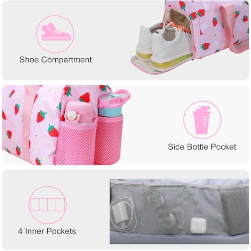 RHCPFOVR Gym Travel Duffle Bag for Girls - Gymnastics Sports Dance Bag with Shoe Compartment & Wet Pocket Panda Kids Travel Bag Teens Weekender Sleepover Carry On Bag - Image 5