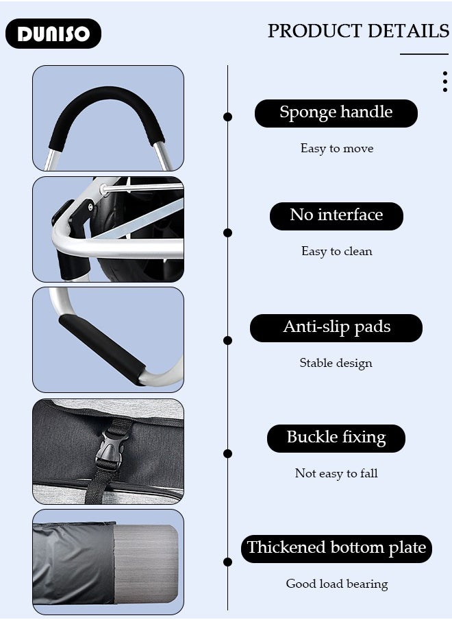 DUNISO Household Shopping Cart, Foldable Trolley Bag with Rolling Wheels,Elderly Shopping Bag Grocery Foldable Cart, Waterproof Shopping Trolley Grocery Carts,Suit for Luggage,Personal,Travel,Auto,Moving and Office Use  - Image 2