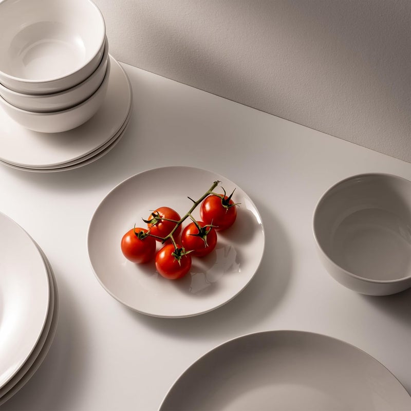 Lefonte Dinnerware Sets Fine Porcelain Dinnerware Sets Plates and Bowls Sets Dishes 12Piece Service for 4 Soft White - Image 2