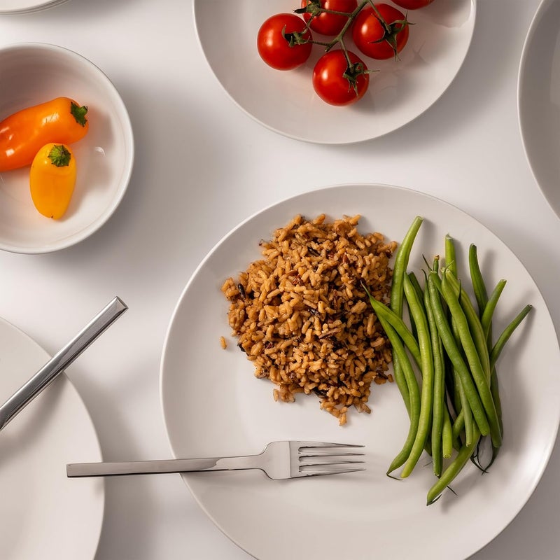 Lefonte Dinnerware Sets Fine Porcelain Dinnerware Sets Plates and Bowls Sets Dishes 12Piece Service for 4 Soft White - Image 4