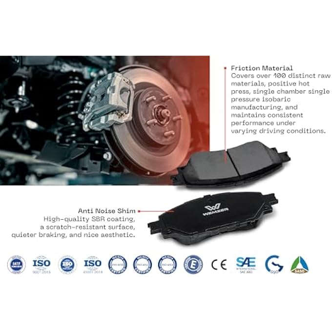 WEMZER INDUSTRIES Premium Ceramic Brake Pads  0446533471WZ  Compatible With Toyota Camry Avalon Lexus ES  Quiet  Long Lasting  ISO  ECE R90 Certified  Low Dust  Reliable Safety  Daily Driving - Image 2