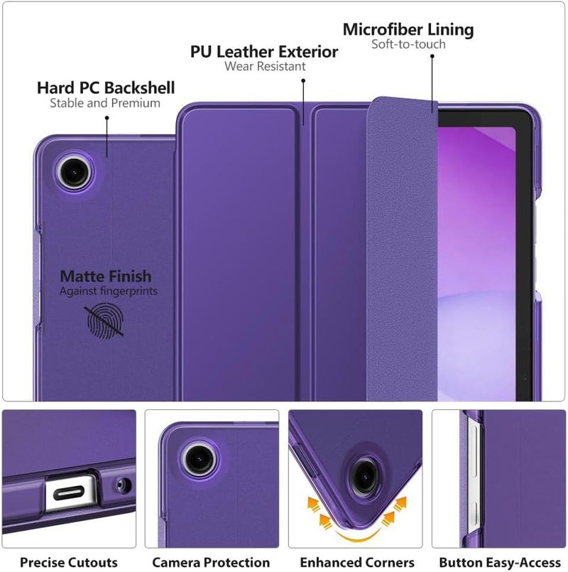 MoKo Case for Galaxy Tab A11+ Plus/A9+ 11-Inch 2025/2023, Slim Stand Protective Smart Cover with Hard PC Translucent Back Shell for Galaxy Tab A11+/A9 Plus Tablet, Deep Purple - Image 3