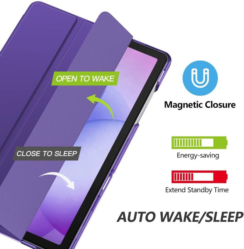 MoKo Case for Galaxy Tab A11+ Plus/A9+ 11-Inch 2025/2023, Slim Stand Protective Smart Cover with Hard PC Translucent Back Shell for Galaxy Tab A11+/A9 Plus Tablet, Deep Purple - Image 4